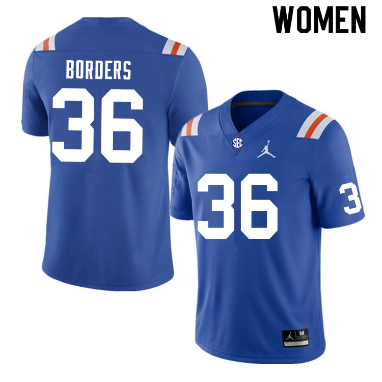 Women #36 Chief Borders Florida Gators College Football Jerseys Sale-Throwback - Click Image to Close